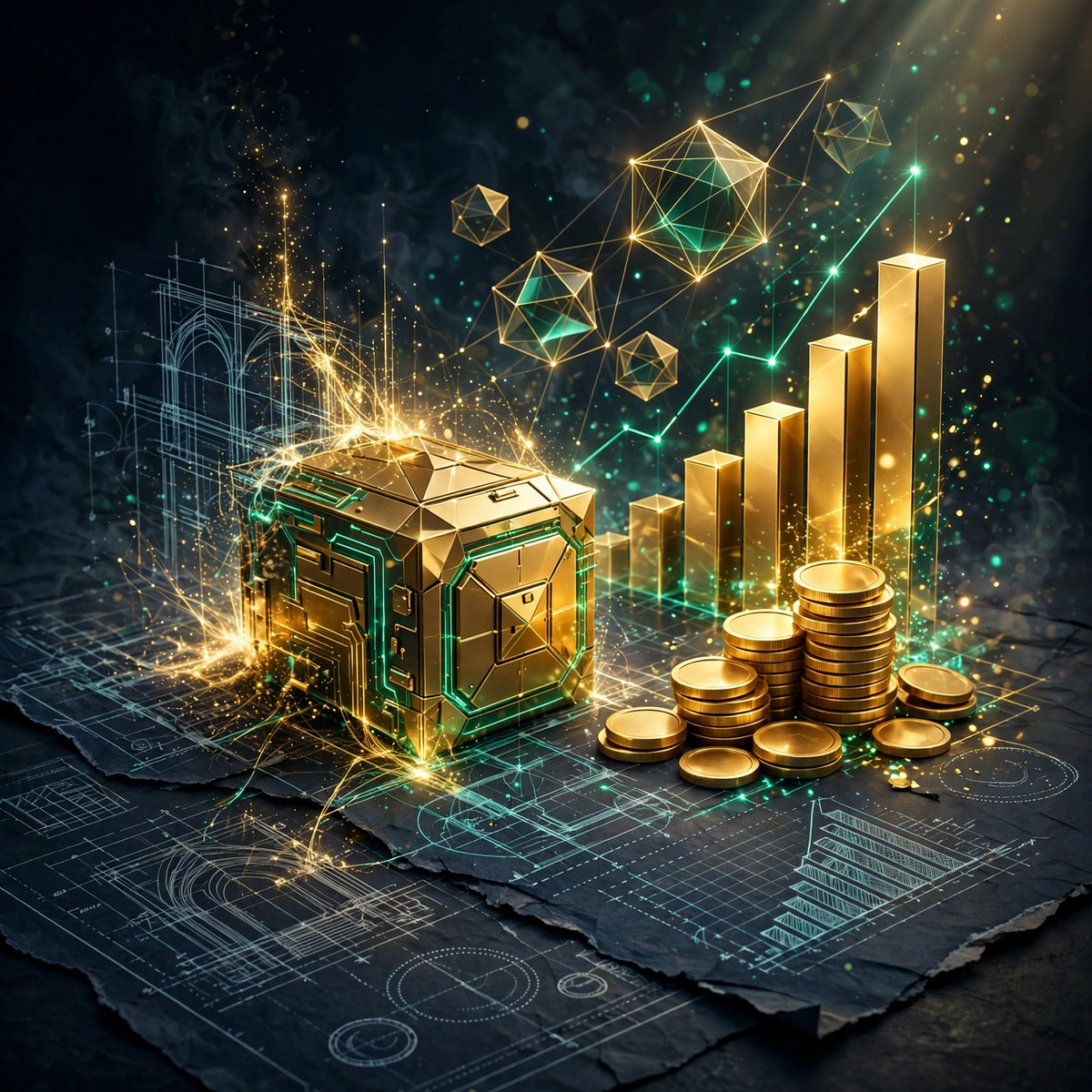 Build with AI pack cover — blueprint transforming into golden digital assets
